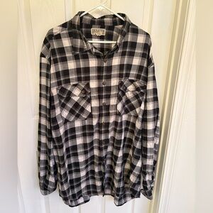 Duluth Trading Co. Charcoal and Ivory Checkered Flannel Shirt Size 2XL